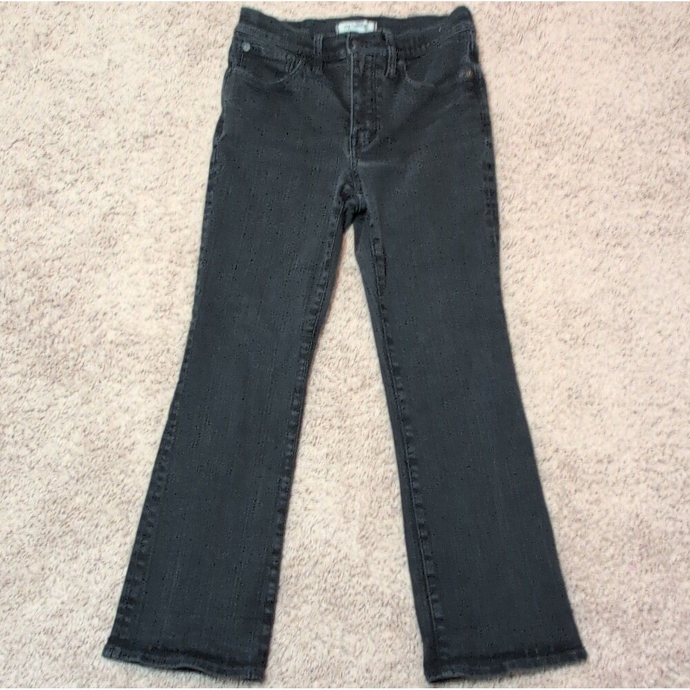 Madewell Black Mid-Rise Kick Out Women's Jeans - Denim, Button Zip, Pockets